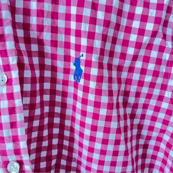 Ralph Lauren Blue Label Pink White Gingham Check Long Sleeve Button Down Shirt - Picture 6 of 7